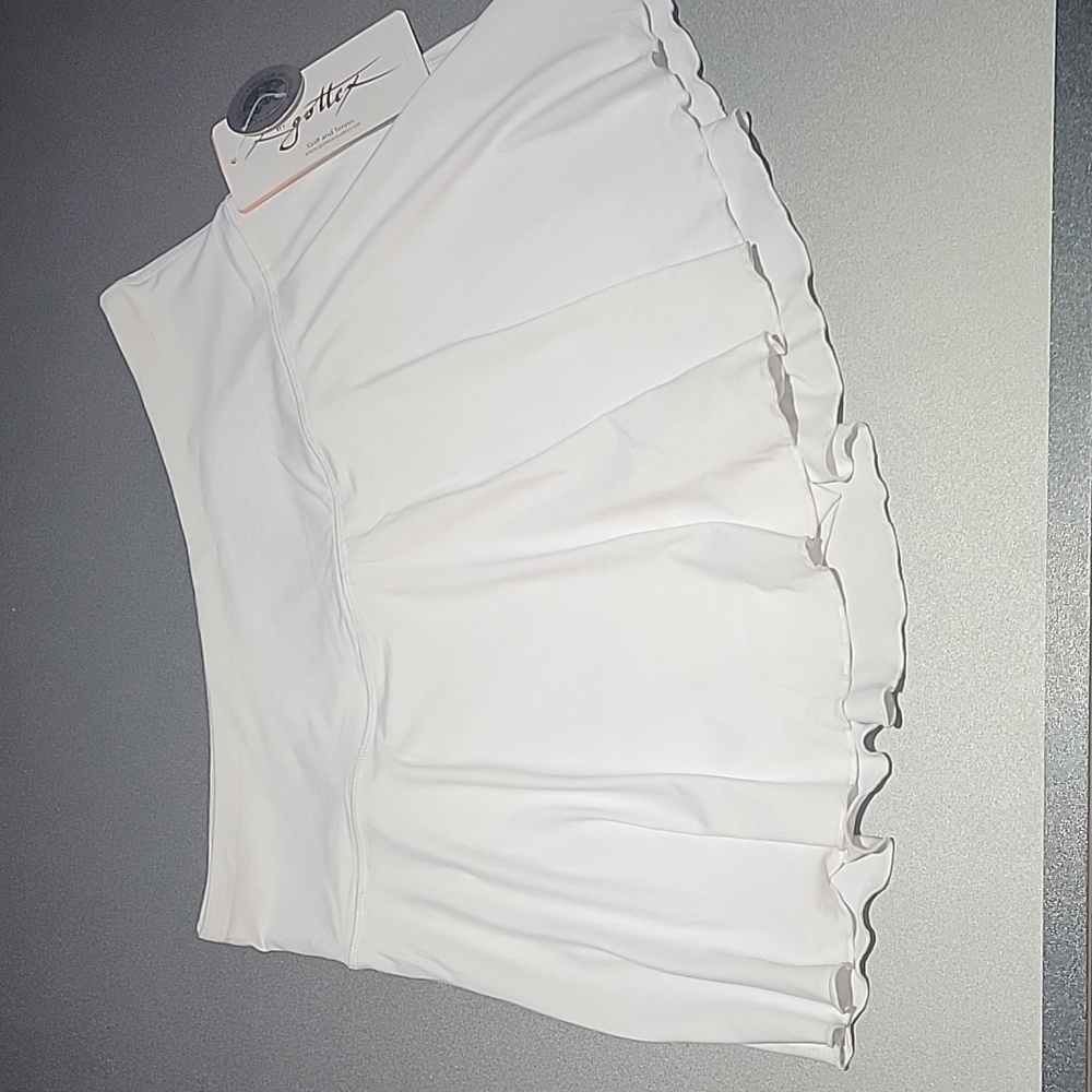 Gottex  white tennis skirt skort golf pickleball a line style  sz  LARGE NEW